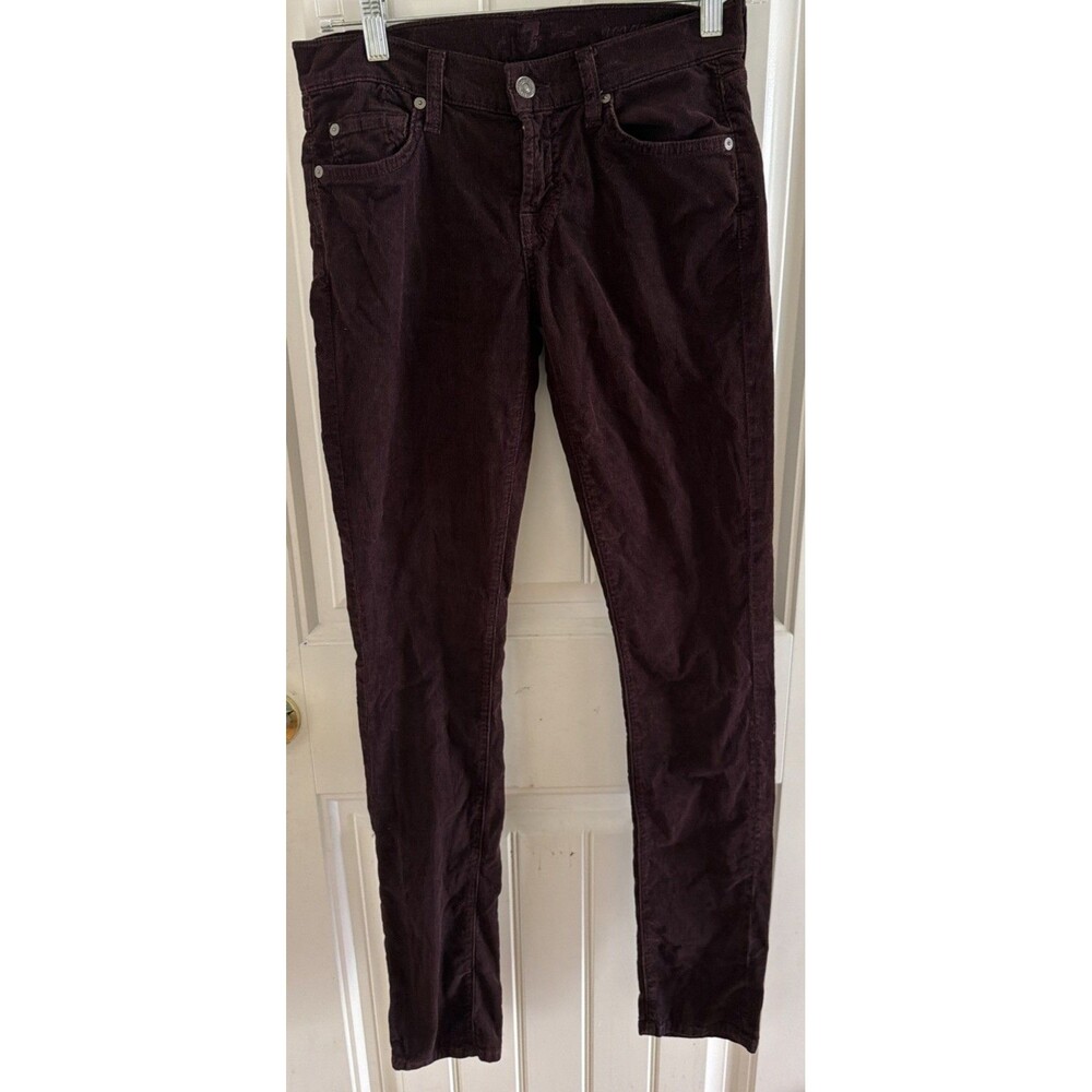 7 For All Mankind Womens The Skinny Leg Corduroy Purple Jeans Pants Boho Sz 25